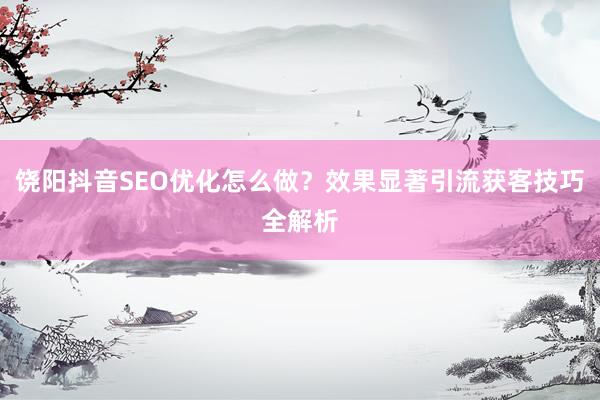 饶阳抖音SEO优化怎么做?效果显著引流获客技巧全解析