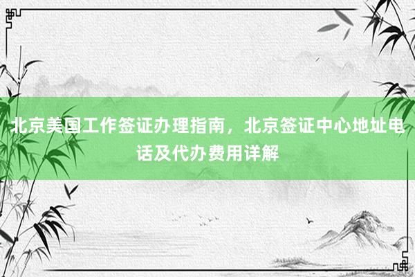 北京美国工作签证办理指南，北京签证中心地址电话及代办费用详解